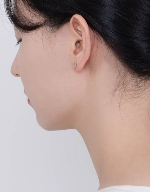 Vibrant V-Shaped Cubic Zirconia Studs in Sterling Silver